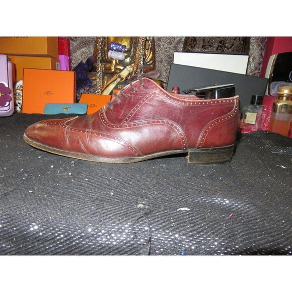 Christian Dior Monsieur Brown Italian Leather Brogue Oxfords VINTAGE size 9.5 - Picture 1 of 11
